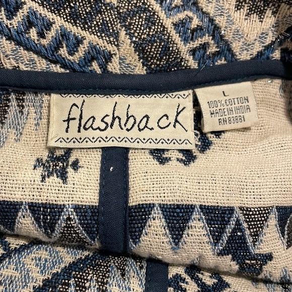 Boho Woven Aztec Sparkle Design Tapestry Jacket Coat Size Large - Picture 7 of 11